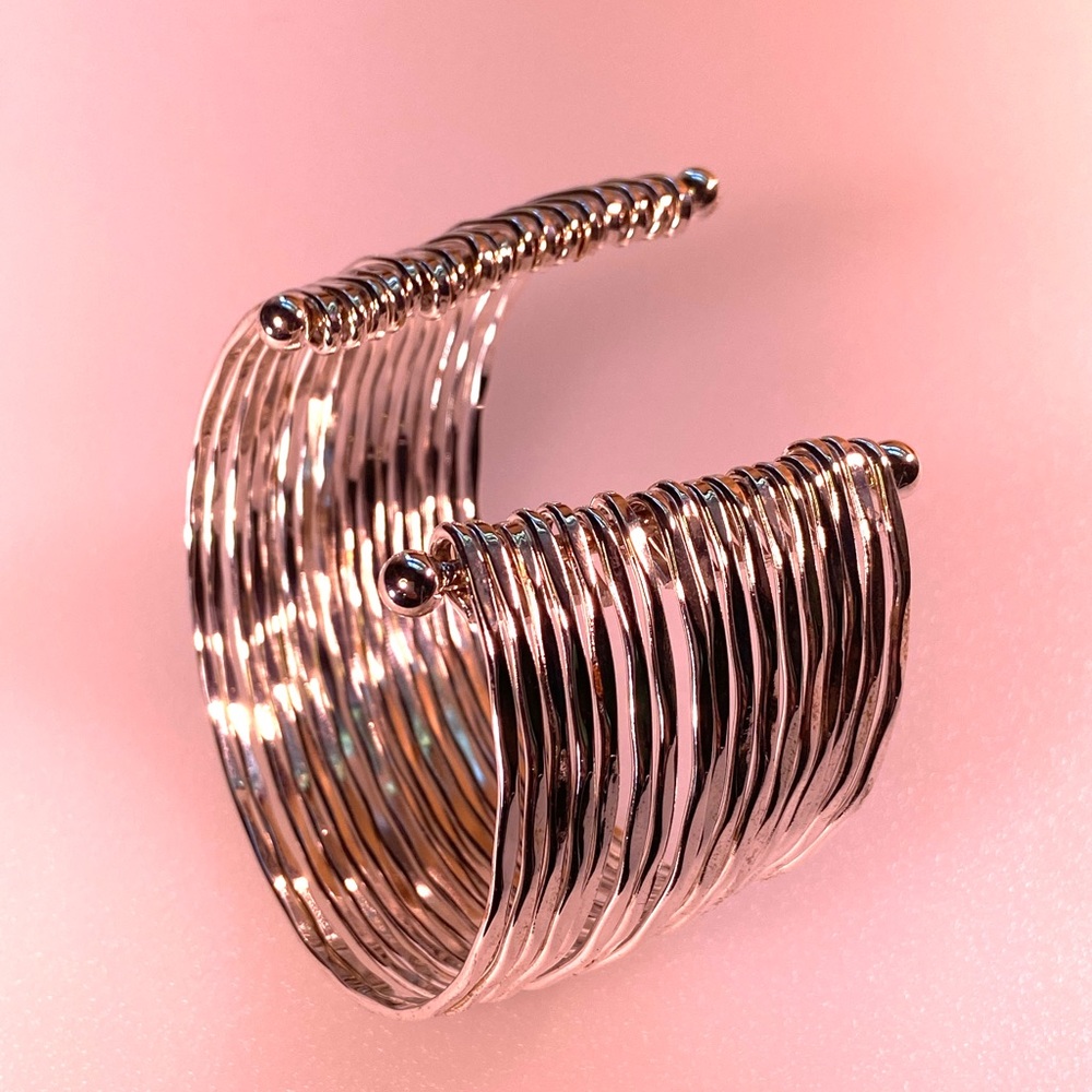Silver Tone Stacking Look Cuff Bracelet - Picture 4 of 9